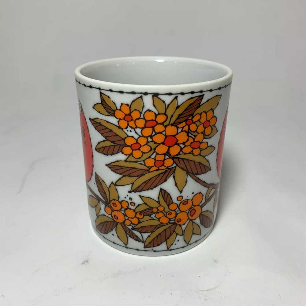 Vintage Howard Holt Japan Ceramic Mug with Orange Bird Design 70’ style MCM - Picture 2 of 6